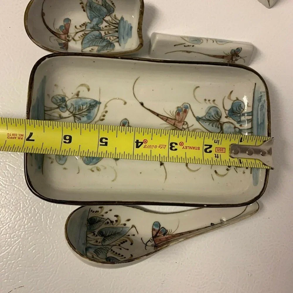 Vintage Set Asian Spoon Chop Stick Rest